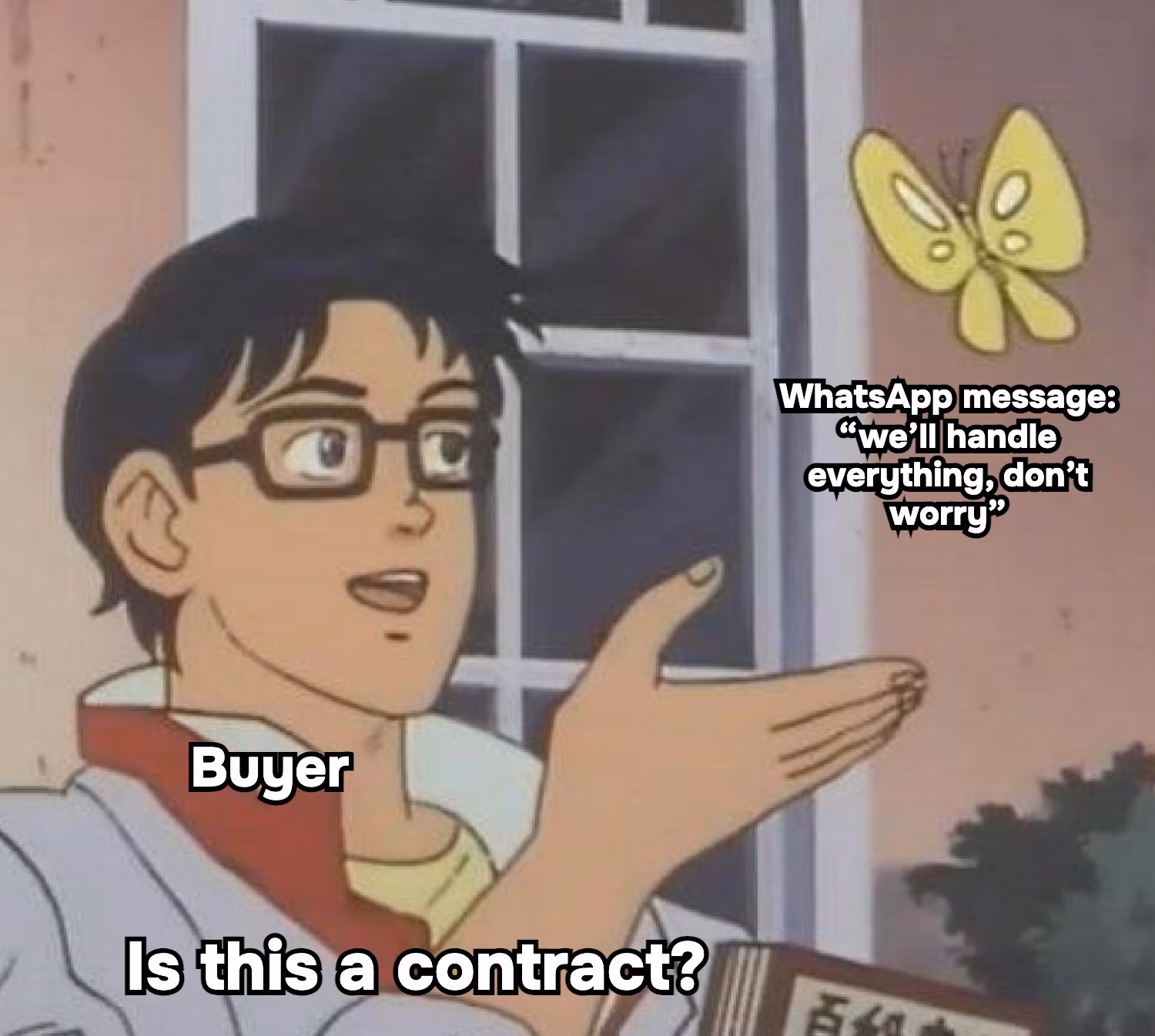 The buyer looks at "we'll sort everything out, don't worry" on WhatsApp: is this a contract?